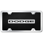 Chrome on Black Acrylic License Plate Kit - Officially Licensed for Dodge