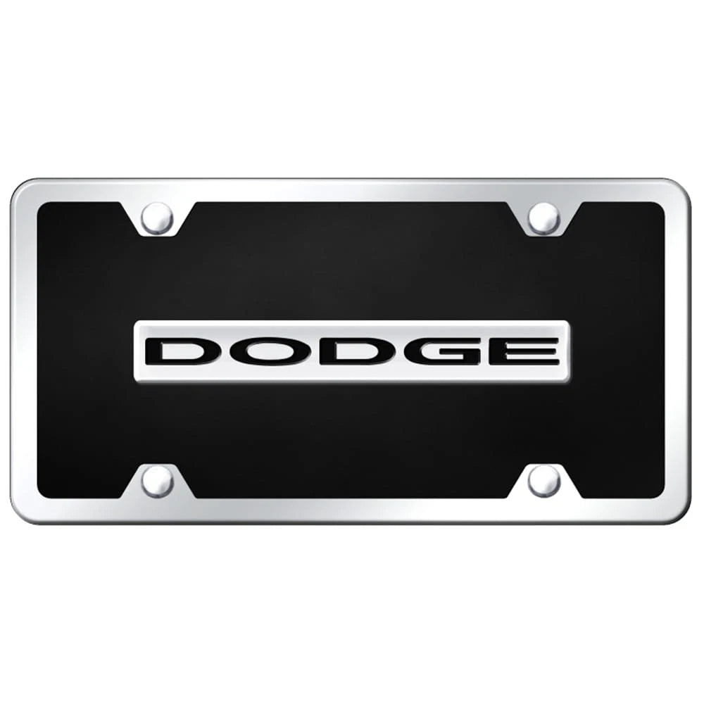 Chrome on Black Acrylic License Plate Kit - Officially Licensed for Dodge