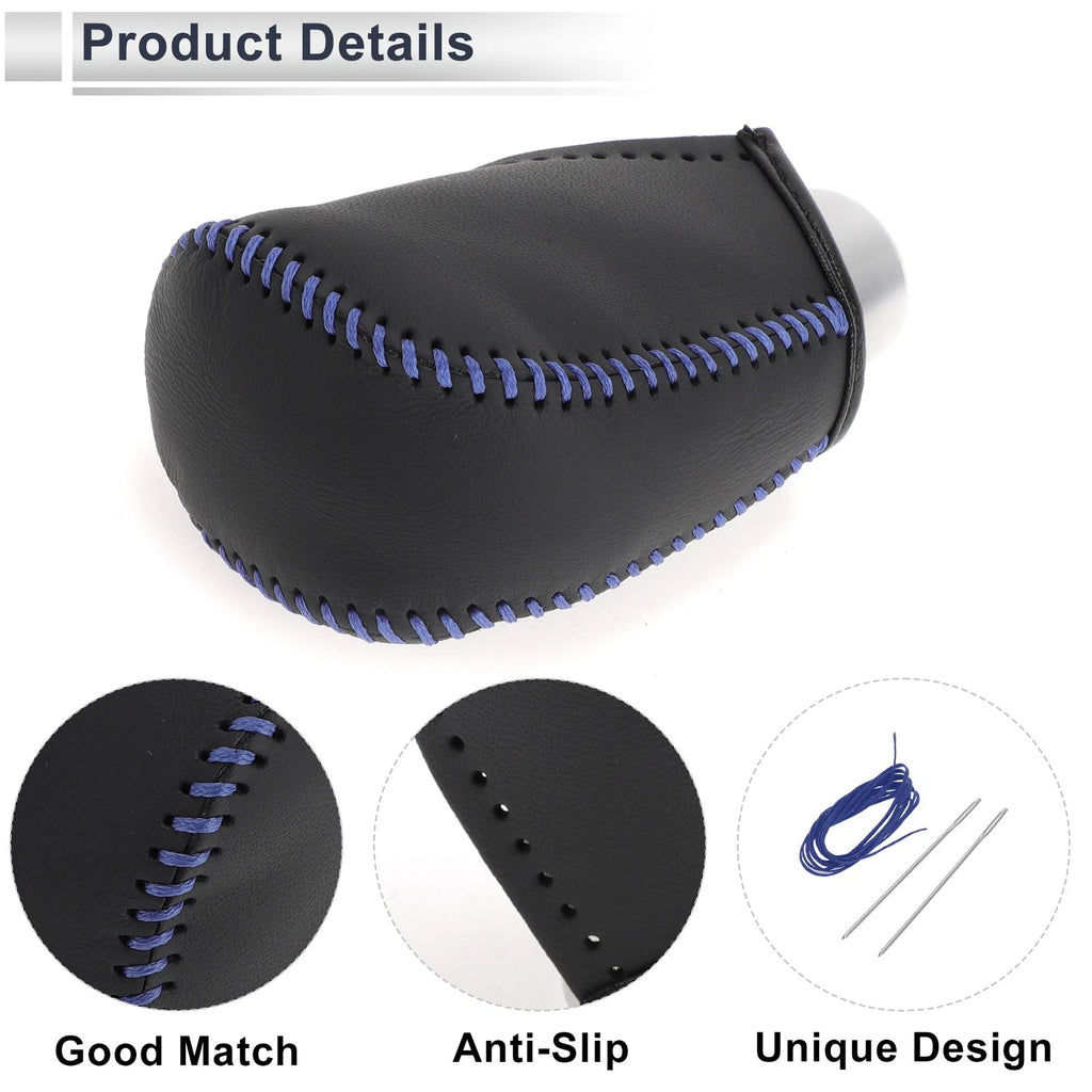 Gear Shift Knob Cover for Toyota Corolla (2009–2013) Black Blue Faux Leather