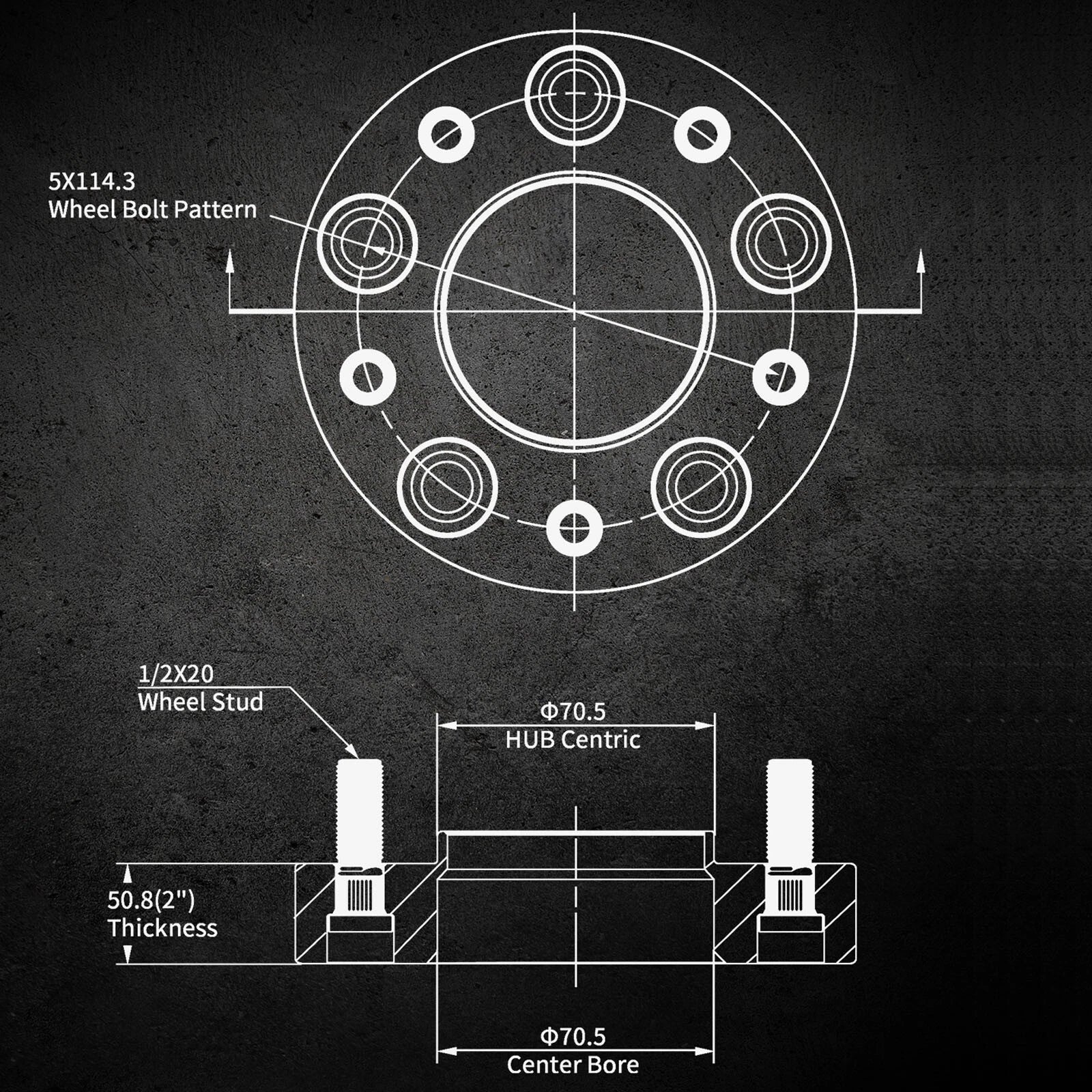 2 in Hubcentric Wheel Spacers for 5x4.5 Ford Ranger Explorer Crown Vic (2012-2019)