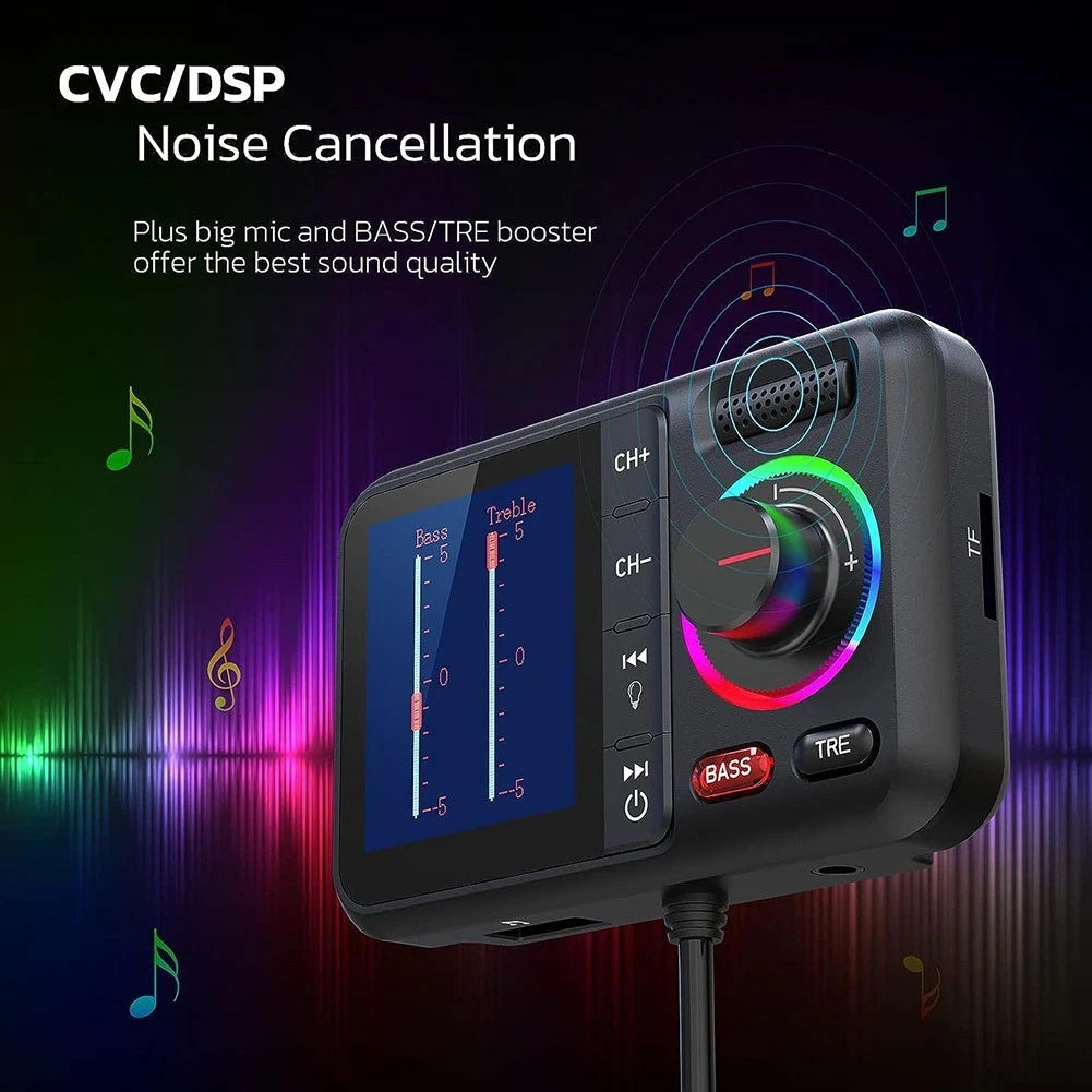 FM Transmitter Handsfree Car Music Player with Large Color Display for
