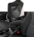 Leather Console Lid Armrest Cover for Kia Soul (2014–2019) Yellow Stitch