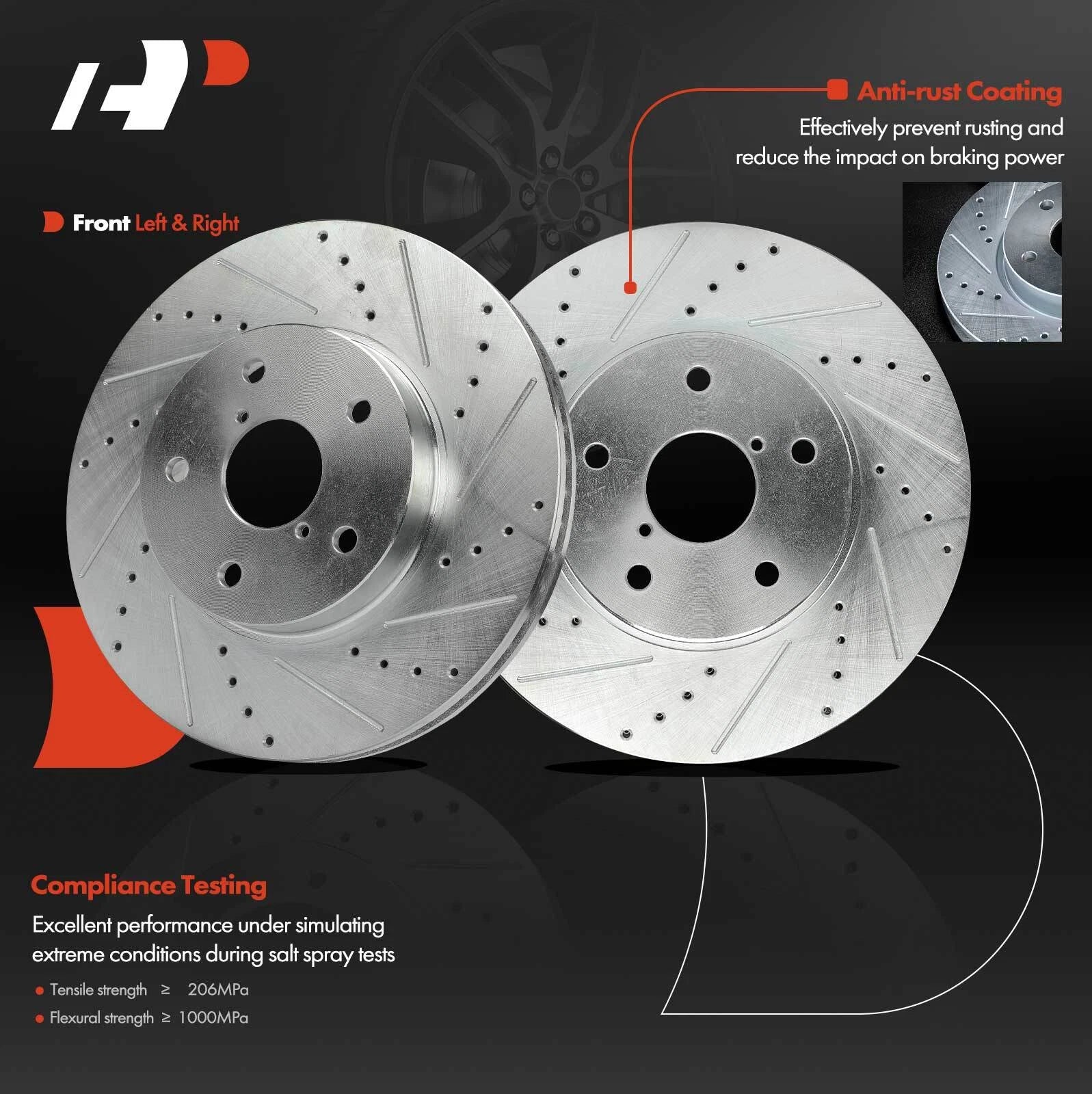 Front Drilled Brake Rotors for Subaru Legacy (2015-2019)
