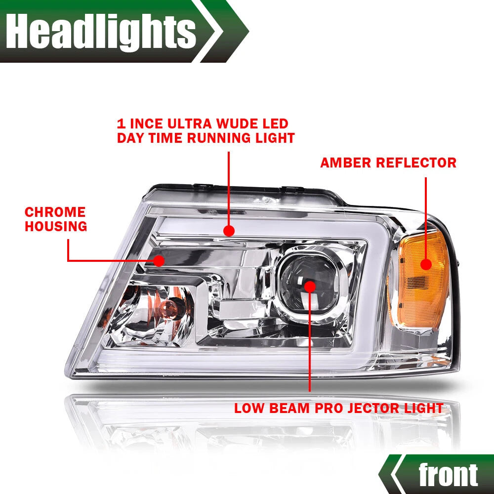 Projector LED DRL Headlights Assembly for Ford F150 (2004–2008)