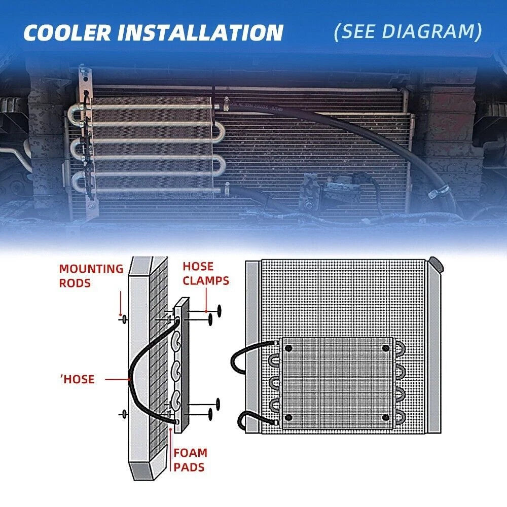 2X Universal Aluminum Remote Transmission Oil Cooler Radiator Kit