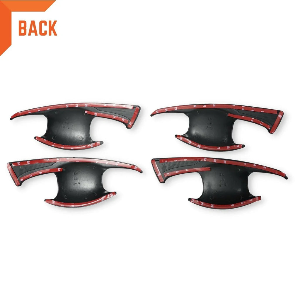 Matte Black Red 4 Door Handle Insert Bowl Cup Trim for Toyota Hilux (15-22)