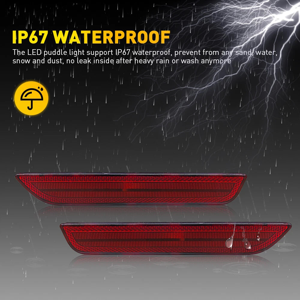2X Red Lens LED Rear Bumper Side Marker Lights for Ford Mustang (2010-2014)