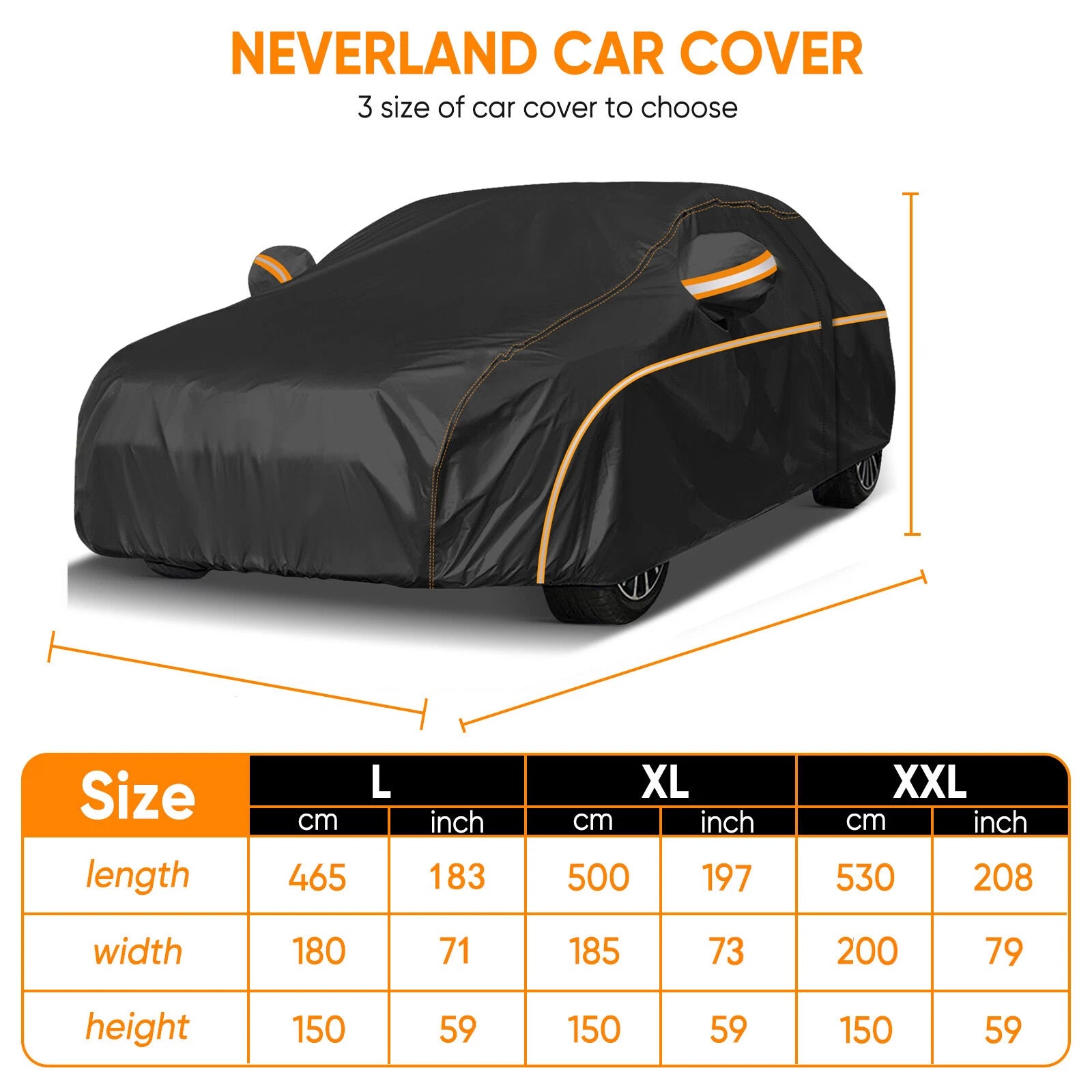 Full Car Cover for All Makes and Models (Waterproof, All Weather)