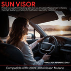 Right Side Sun Visor for Nissan Murano (2009–2014) w/ Mirror Gray