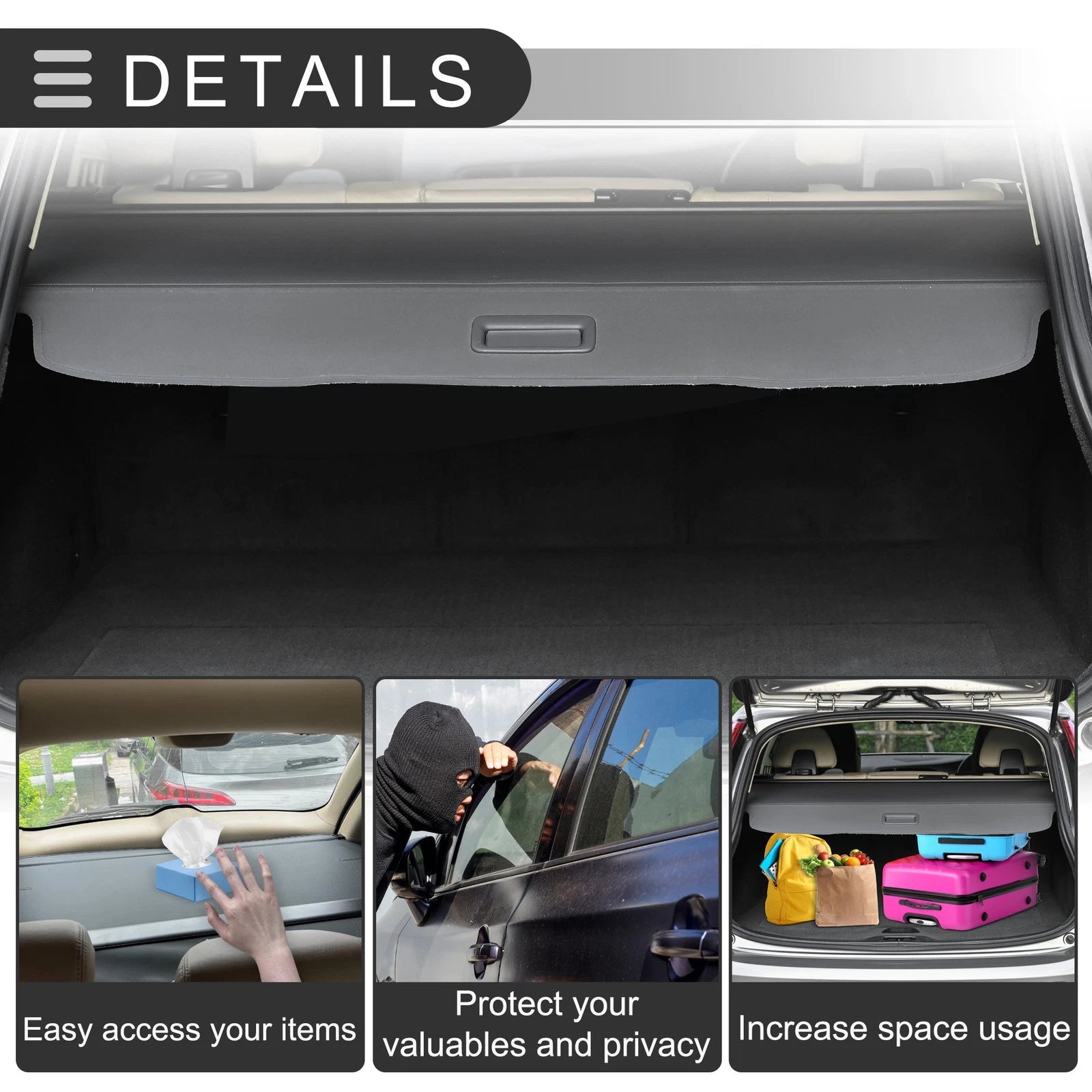 Retractable Cargo Cover for Honda CR-V (2023–2024) Black Carbon Fiber