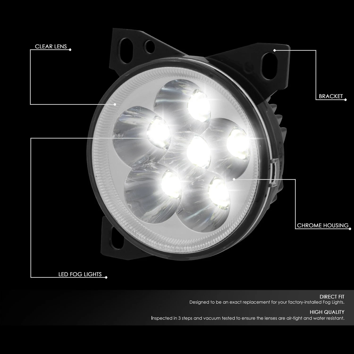 Set of 2 LED Front Bumper Fog Light Lamps for Peterbilt 579 587, Kenworth T660 (2011–2020, 2008–2015)