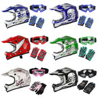 Youth Motocross Helmet for Kids DOT ATV UTV MX (Goggles + Gloves Included)