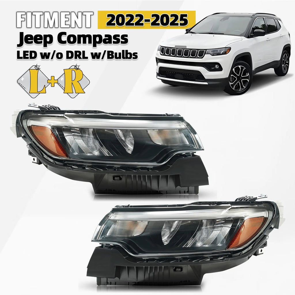 LED Reflector Headlight for Jeep Compass (2022–2025) Left+Right Pair