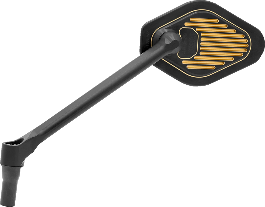 Adjustable Mirror for Drag Specialties (Black/Gold, Long Stem, Left)