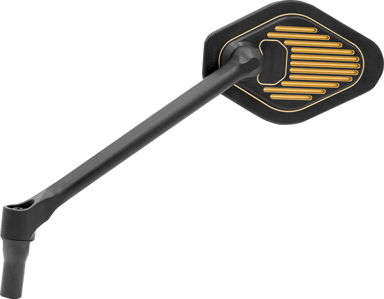 Adjustable Mirror for Drag Specialties (Black/Gold, Long Stem, Left)