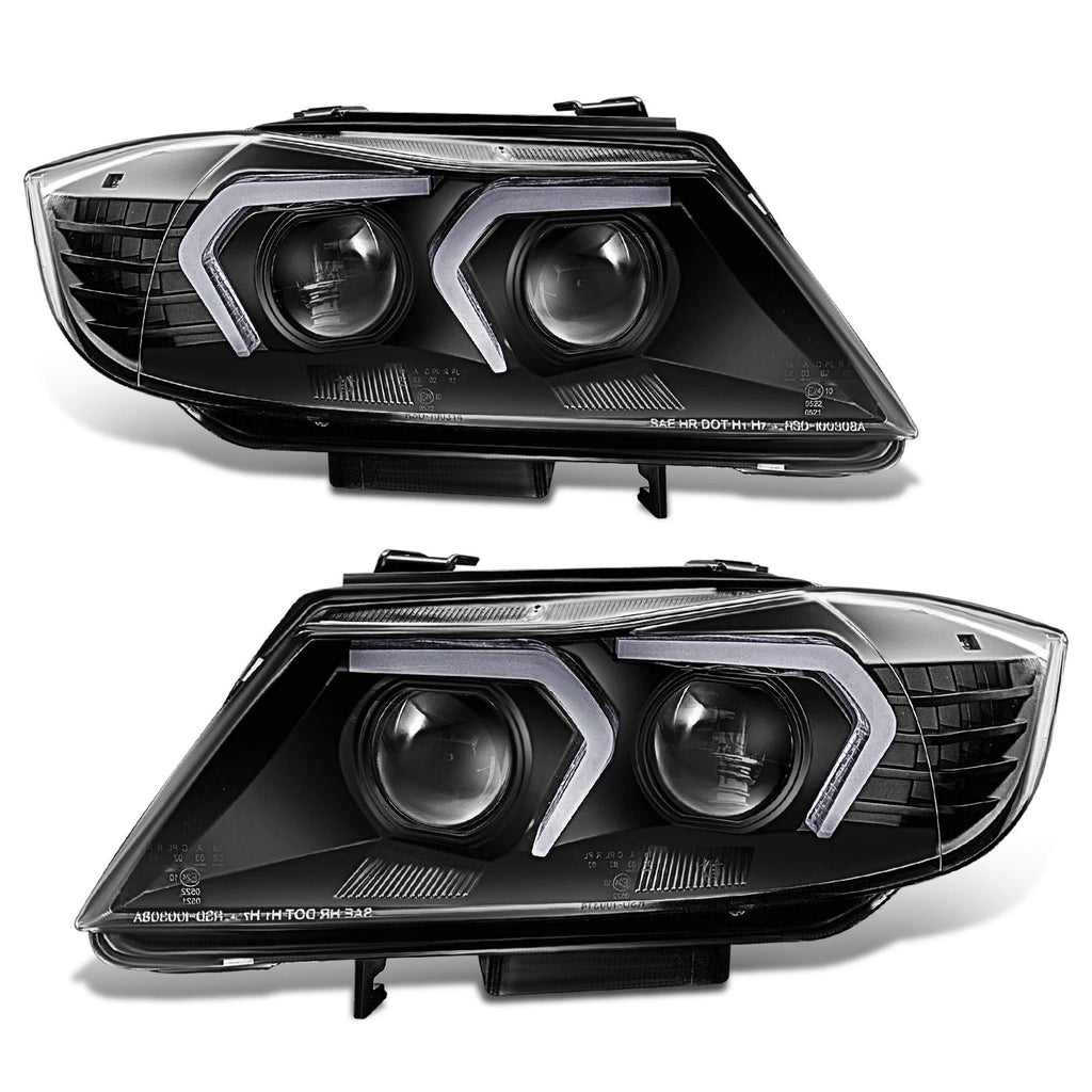 Set of 2 LED Swoosh-Projector Switchback Headlights for BMW 328i 335i (2007–2012)