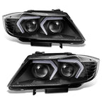 Set of 2 LED Swoosh-Projector Switchback Headlights for BMW 328i 335i (2007–2012)