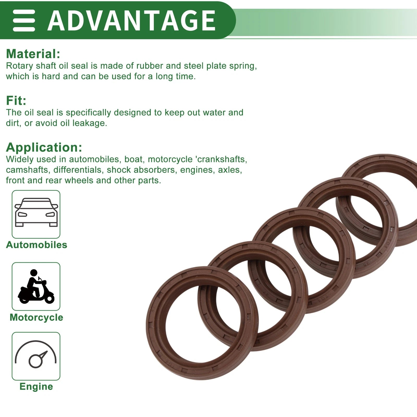 Set of 5 Oil Seals FKM Rubber 35x47x8mm for Automotive Applications
