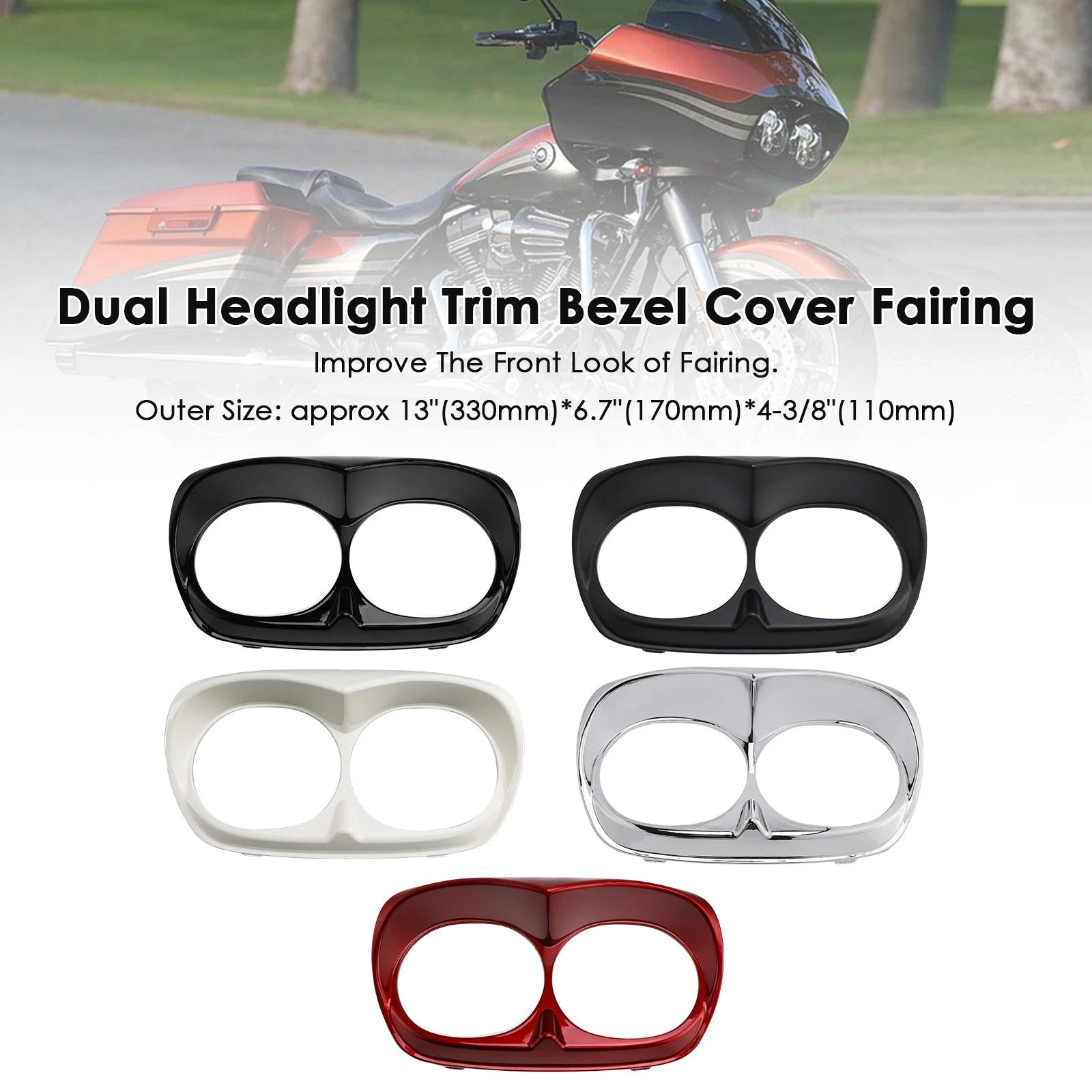 Dual Headlight Trim Bezel Cover for Harley Road Glide (1998–2013)