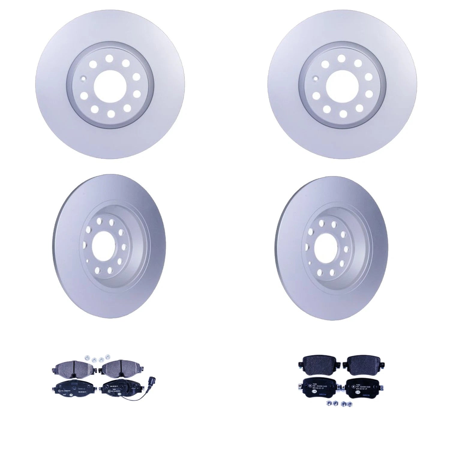Hella Front & Rear Rotors Disc Brake Pad Kit for Audi TT Quattro (2000–2006)