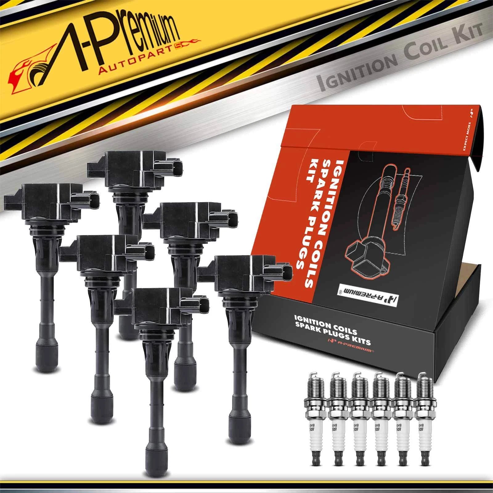 Set of 6 Ignition Coils & Spark Plugs for Nissan Altima Maxima (2007–2018)
