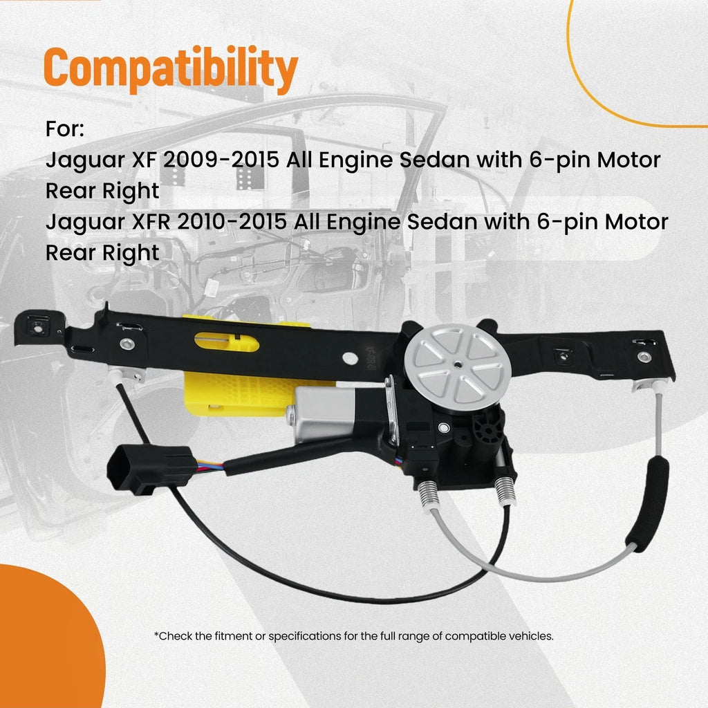 Electric Window Regulator Assembly Rear Right for Jaguar XF (2009–2015)