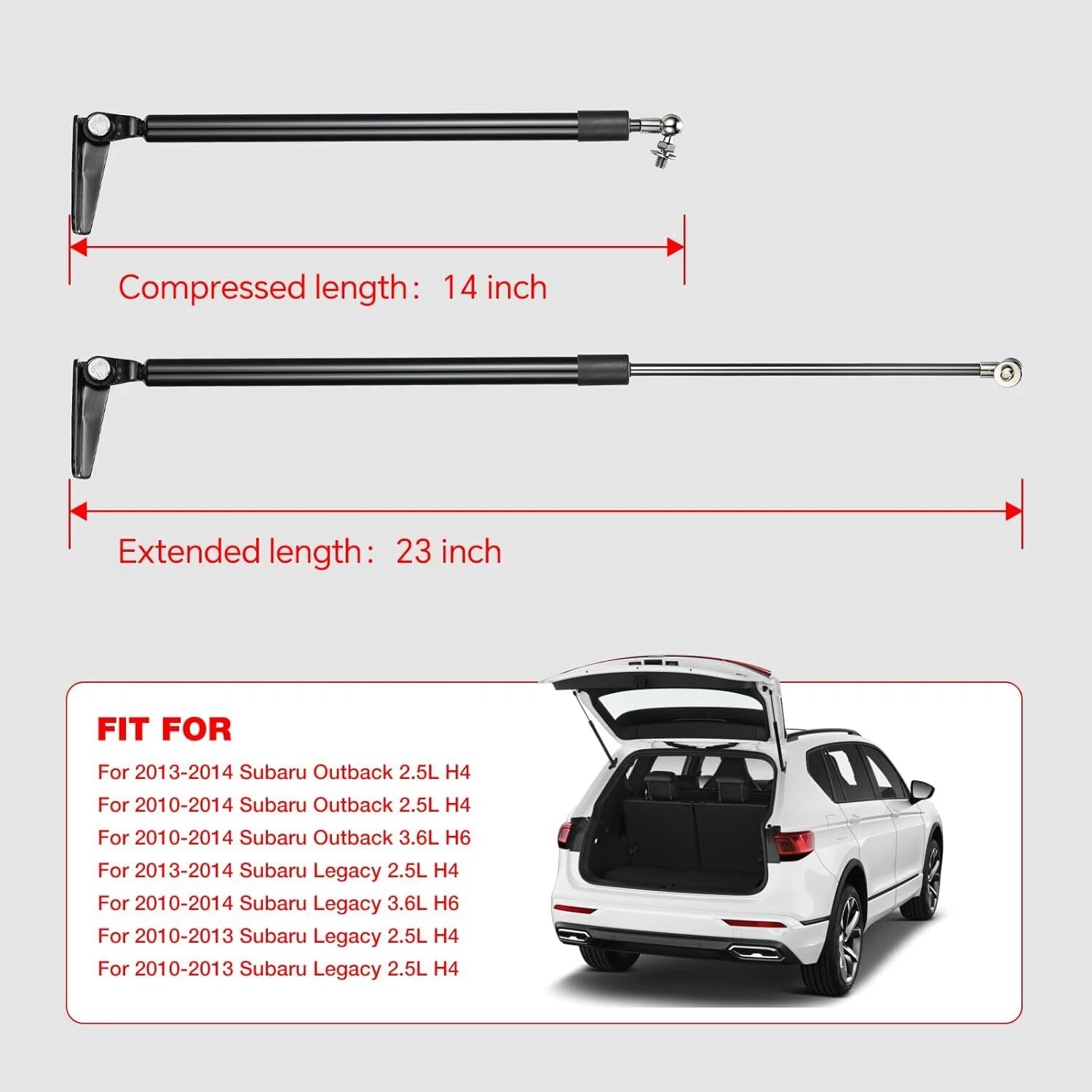Set of 2 Tailgate Lift Supports for Subaru Legacy Outback (2010–2014)