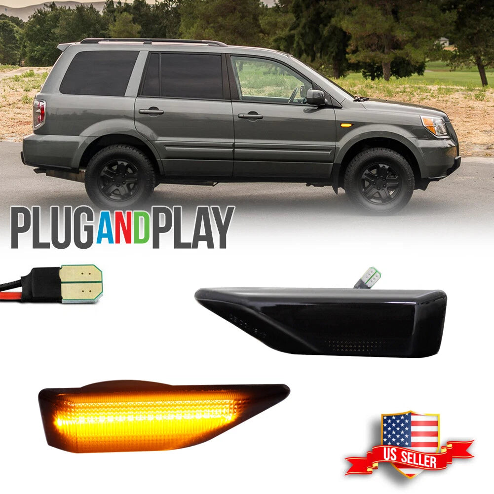 2X Smoke Amber LED Side Marker Lights for Honda Element (2009–2010)