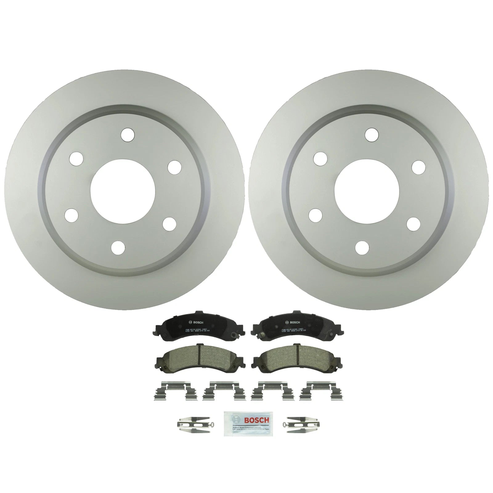 Set of 2 Bosch Rear Vented Rotors & Ceramic Disc Brake Pads for Chevy GMC