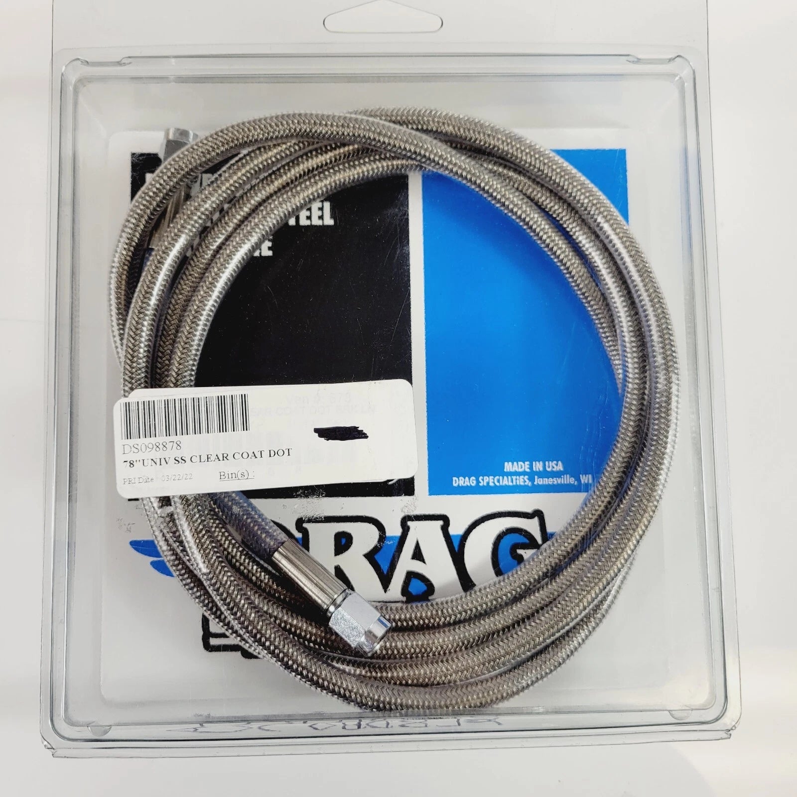 Drag Specialties 78in Clear Coat Stainless Steel Brake Line DS098878 for Universal