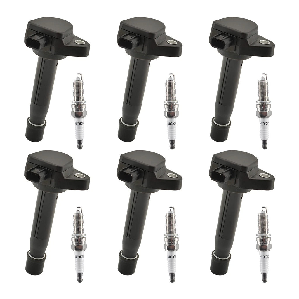 Pack of 6 Ignition Coils + Spark Plugs for Honda Odyssey (2011–2017) 30520-R70-A01