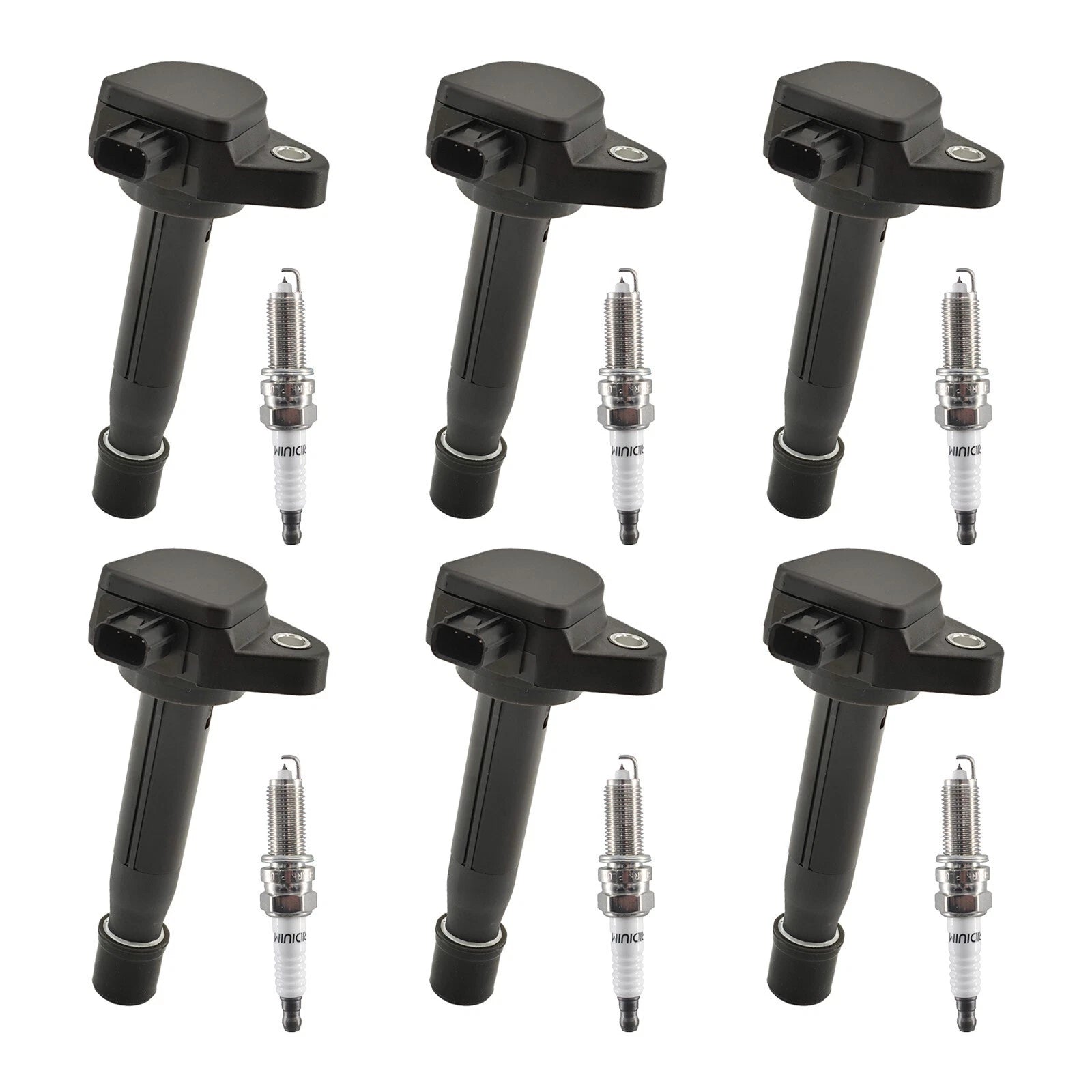 Pack of 6 Ignition Coils + Spark Plugs for Honda Odyssey (2011–2017) 30520-R70-A01