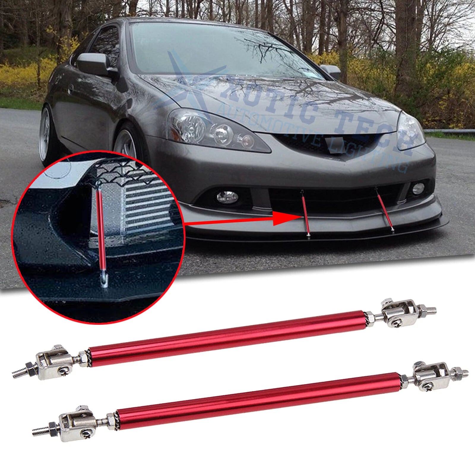 Front Adjustable Bumper Lip Splitter Rod Support Tie Bar for Acura TSX (2PCS) (2009–2014)
