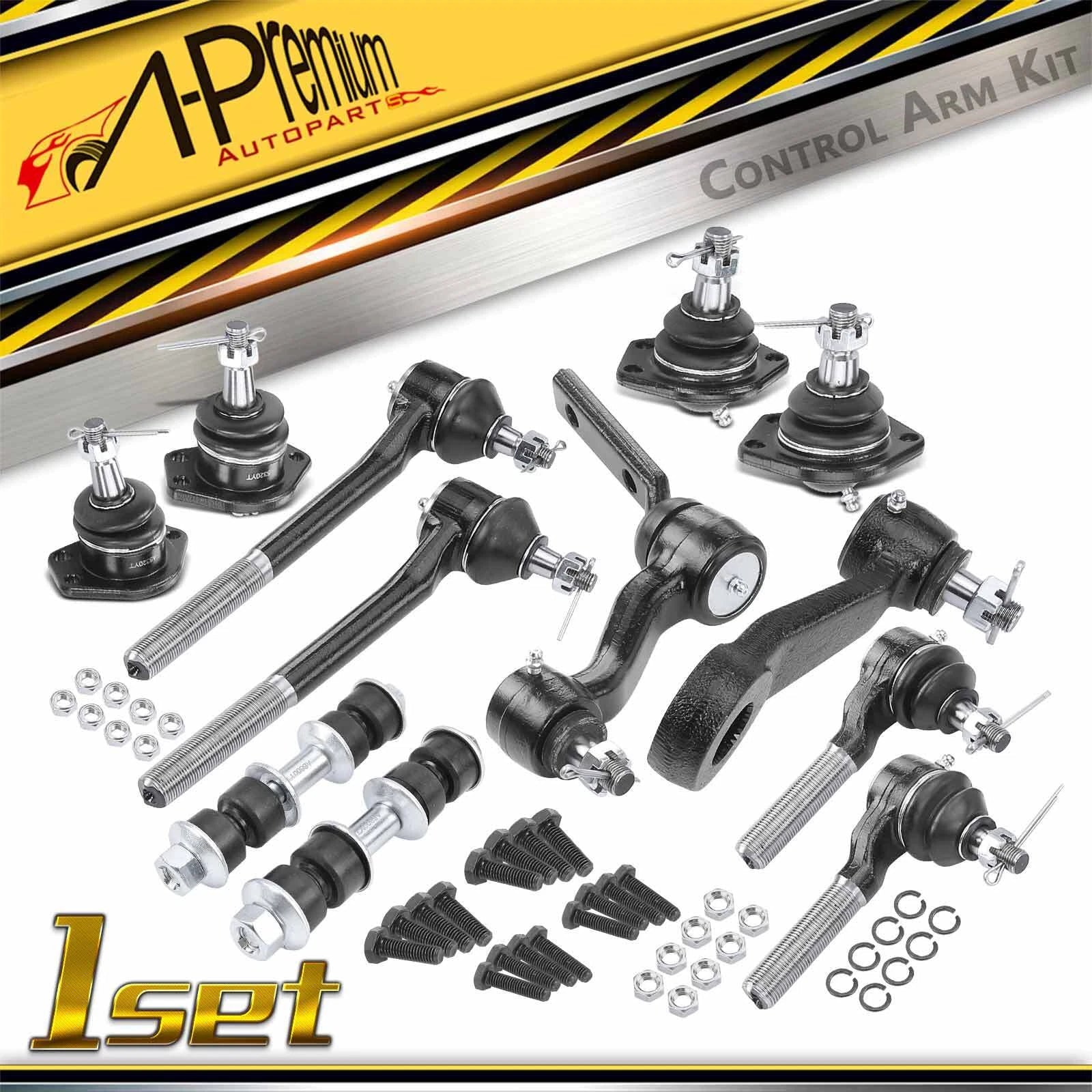 Set of 12 Idler, Pitman Arm, Ball Joint, Sway Bar Link, Tie Rod for Chevy GMC
