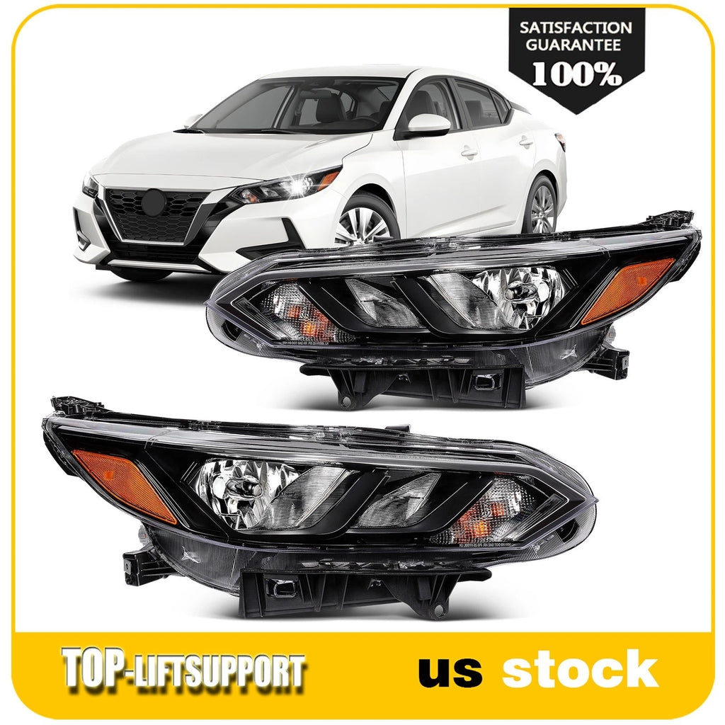 2X Black Halogen Headlights Assembly for Nissan Sentra