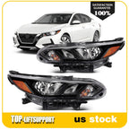 2X Black Halogen Headlights Assembly for Nissan Sentra