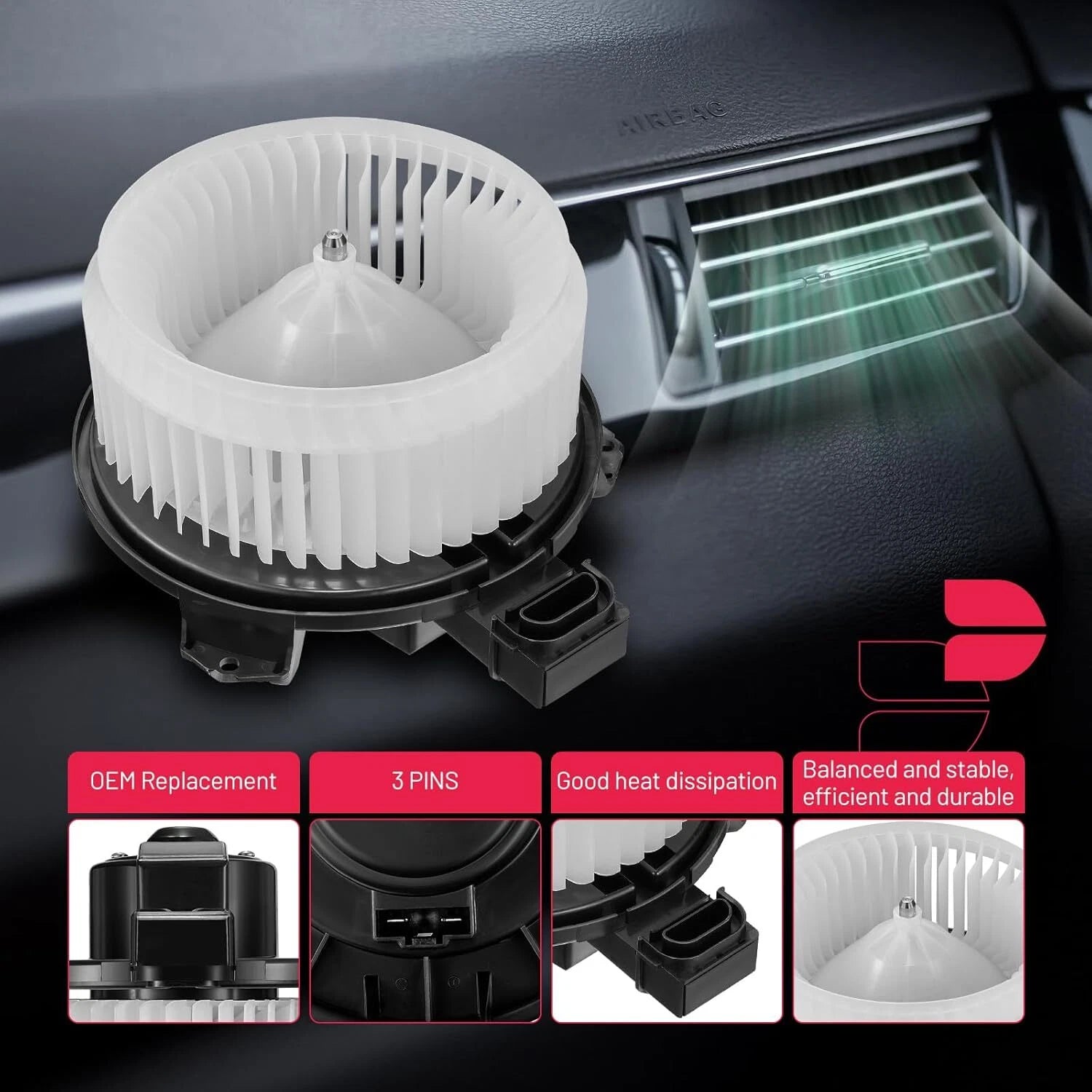 Heater A/C Blower Motor With Fan for Lexus GX470 2003–2007 (Plus 4Runner)