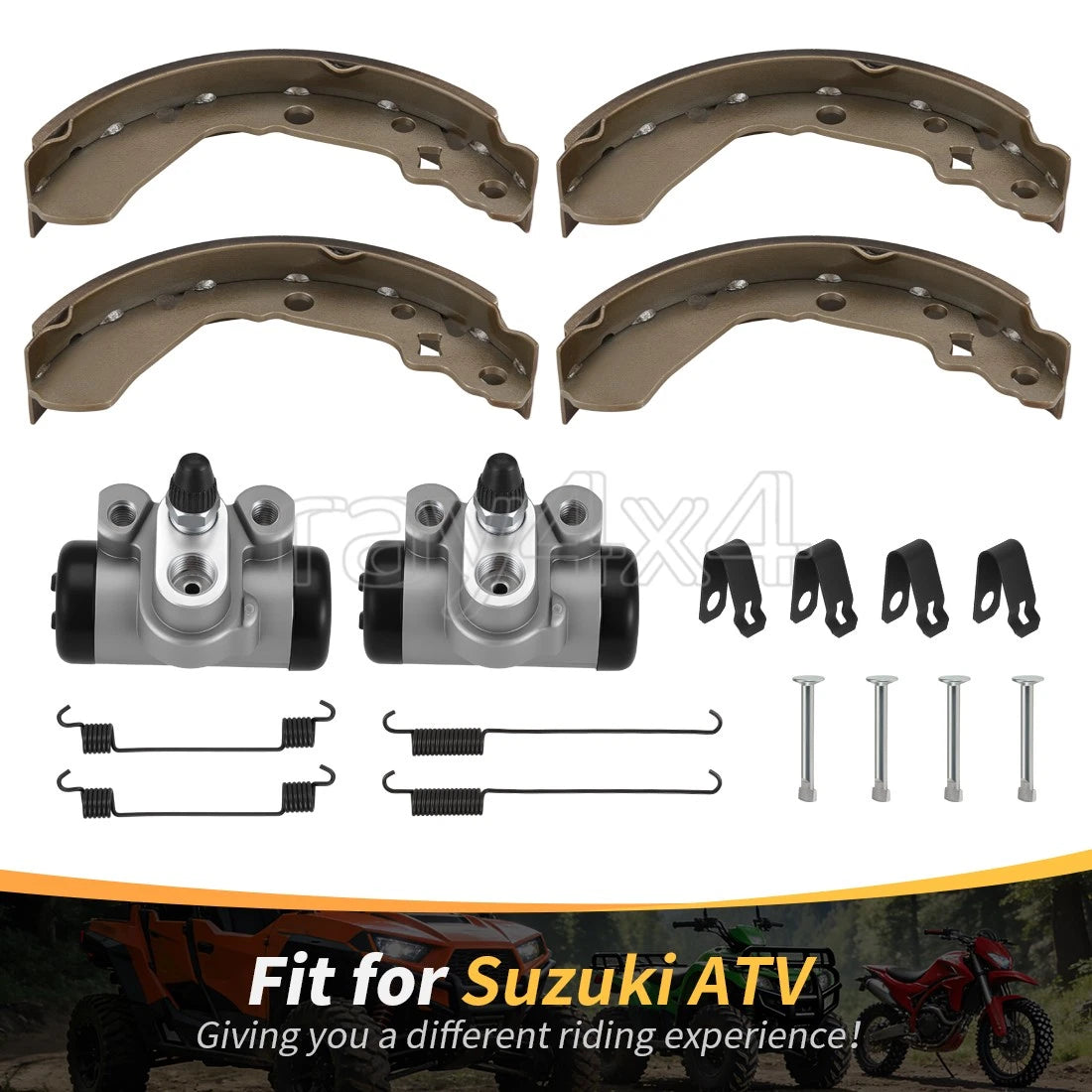 Front Brake Wheel Cylinders & Shoes for Suzuki KingQuad 300 4x4 (1999–2001)