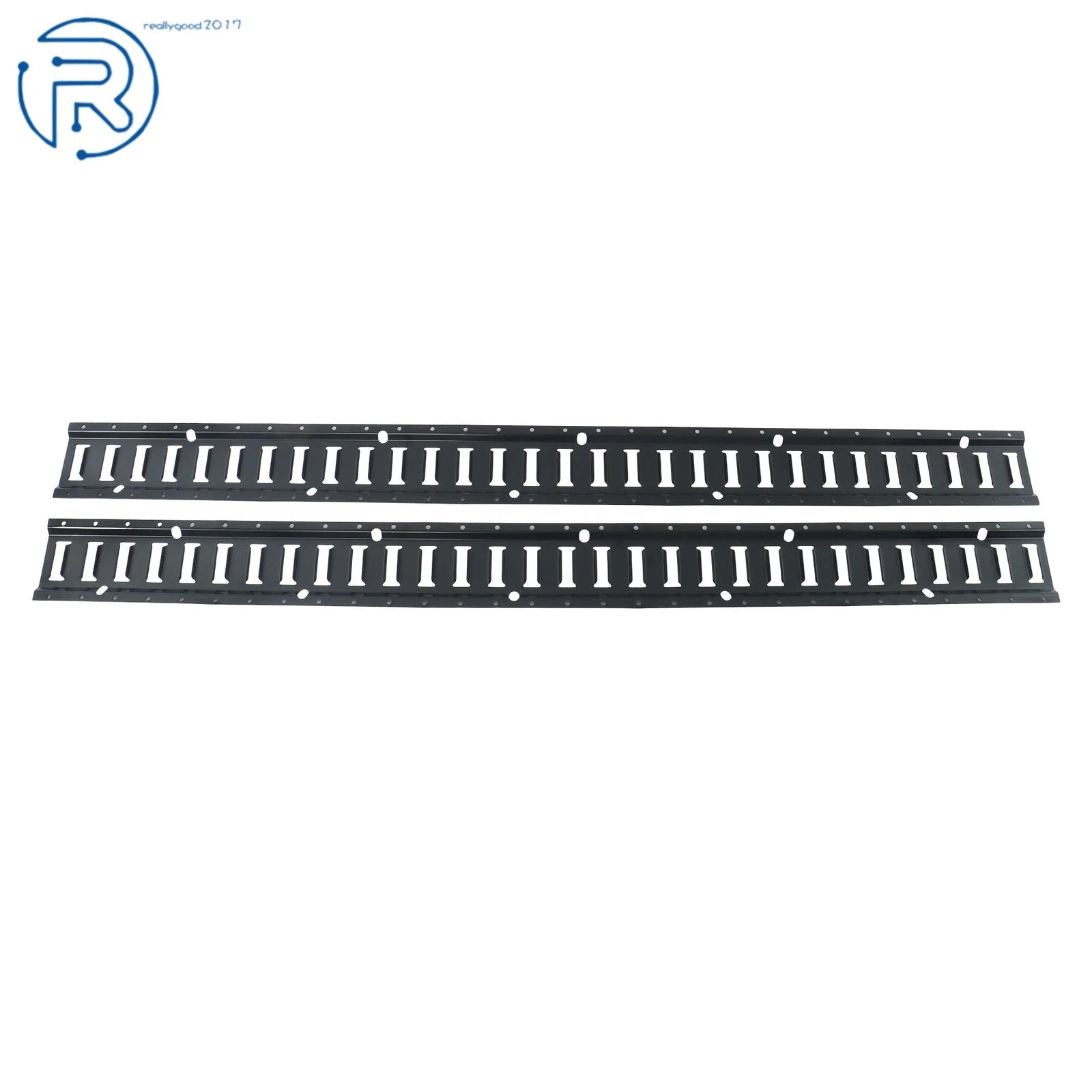 Set of 2 Black Steel E-Track Tie Down Rails for ATV Truck