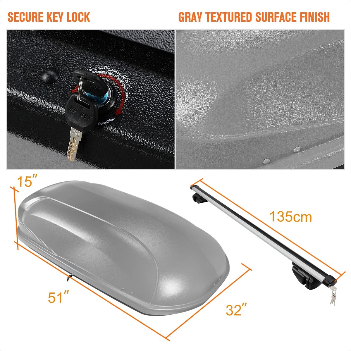Adjustable Aluminum Cross Bar Roof Rack for Universal Fit (135cm)