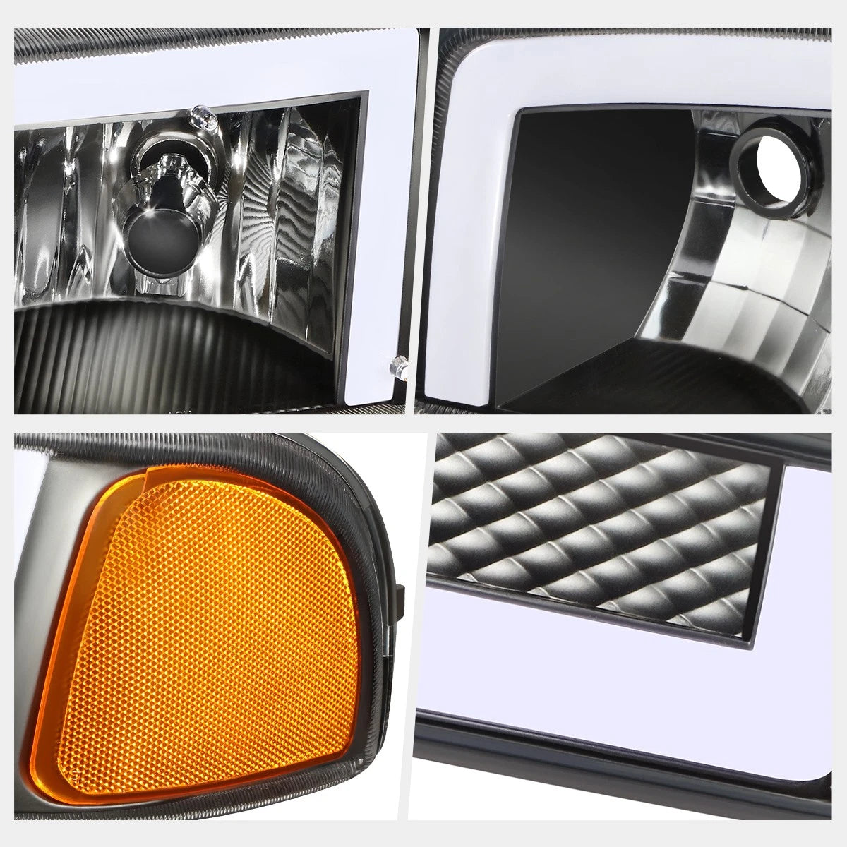 3D LED DRL Switchback Turn Signal Headlights for GMC Sierra (1999–2007)