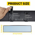 Universal 270MM Wide Convex Blue Tint Rear View Mirror Clip-On