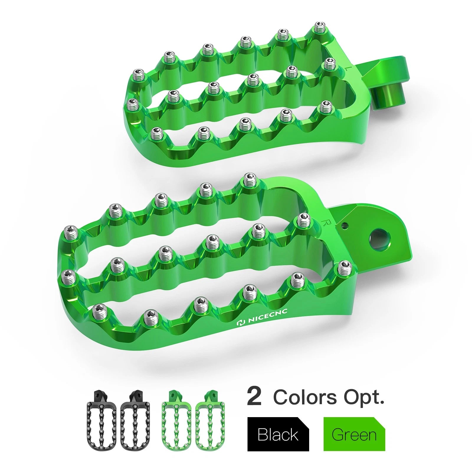 Set of 2 NICECNC Aluminum Foot Pegs for Kawasaki KLR650 (1987–2024)