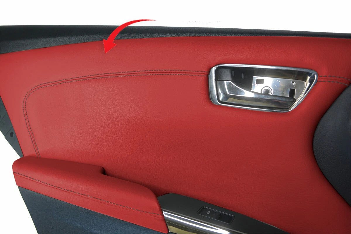 Rear Insert Door Panel Cover Leather for Toyota Avalon (2013–2018) Red Black Stitch
