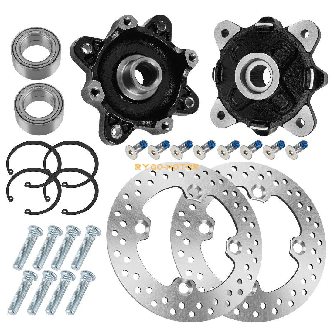 Set of 2 Front Wheel Hub Disc Rotors Bearings for Polaris Ranger 900 800 500