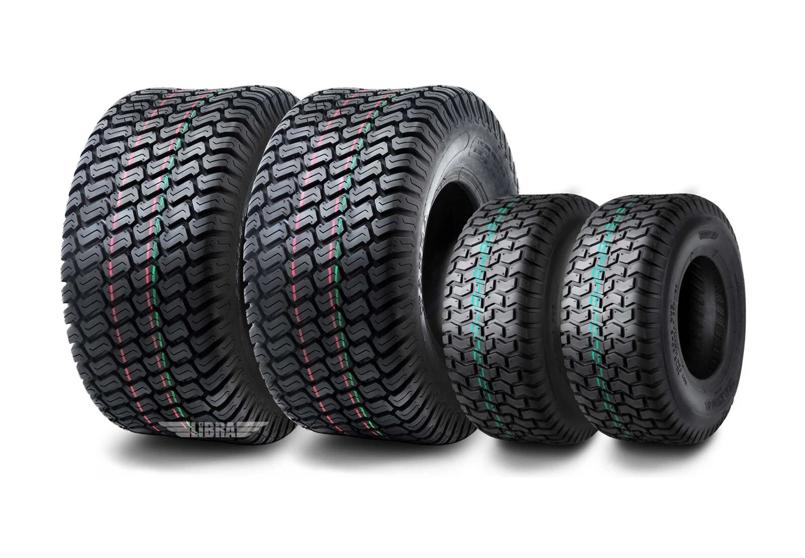 Set of 4 Turf Tires for Lawn Mower Tractor (13X5-6 & 16X7.5-8) 4 Ply - 13106/13020
