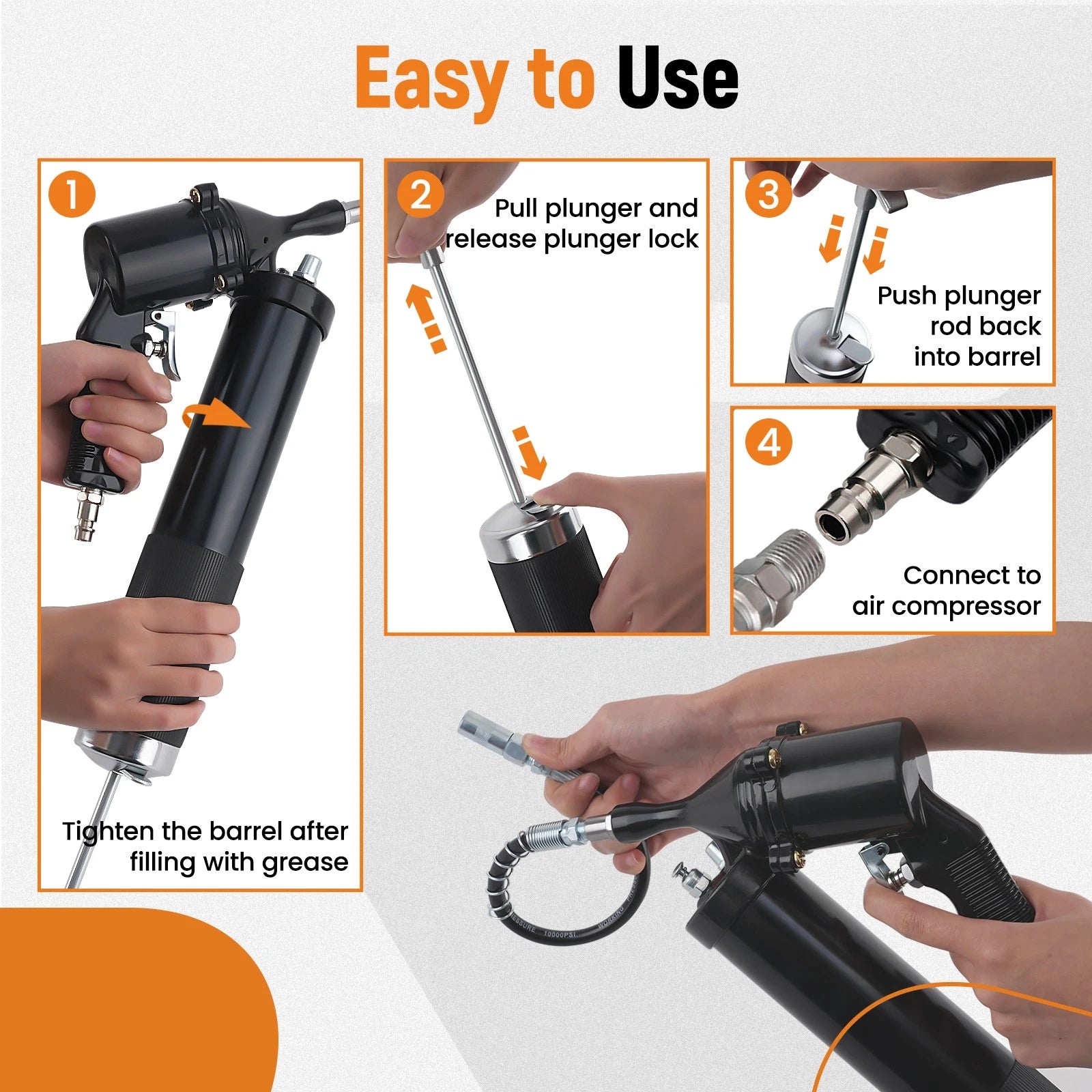 Pneumatic Air-Operated Grease Gun for Automotive Use (6000 PSI)
