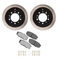 Set of 2 Rear Rotors & Akebono ProACT Ceramic Brake Pads for Land Cruiser