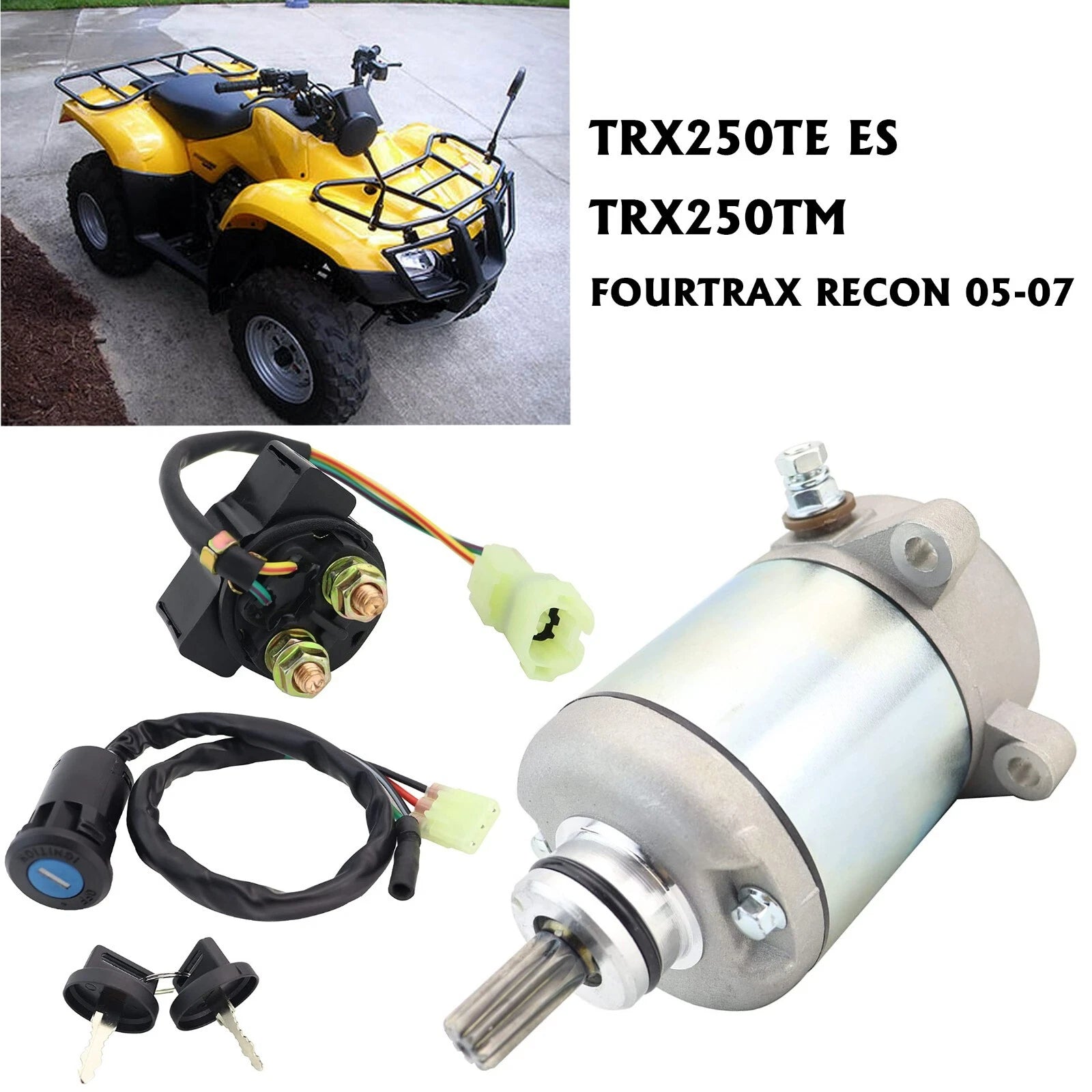 Starter with Relay & Ignition Switch for Honda TRX250TE Fourtrax Recon ES (2005–2007)