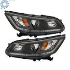 Set of 2 Halogen Headlights for Honda Accord (2013–2015) Black